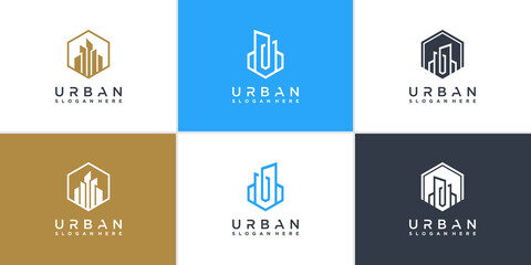 Fototapeta na wymiar Urban logo collection with modern line style Premium Vector