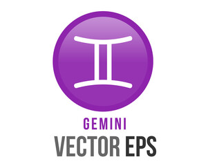 Vector gradient purple Gemini astrological sign icon in the Zodiac,  represents Twins.Vector gradient purple Scorpio astrological sign icon in the Zodiac,  represents Scorpion