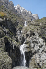 Fototapeta na wymiar waterfall in the mountains of the alps, france