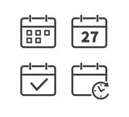 Set of Calendar icon. Schedule icon isolated on white background. Flat design line icon. Vector illustration.
