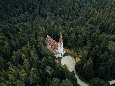 The view from altitude in an abandoned Lutheran Church in Lumivaara Karelia