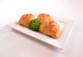 baked crispy golden pastry with meat pork char siew su asian pastry Hong Kong dim sum menu