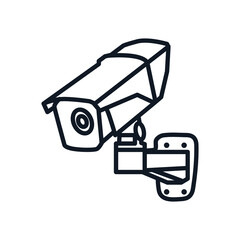 Security camera line icon on white background.