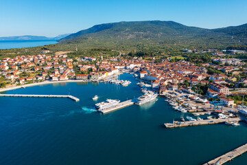 Fototapeta na wymiar Aerial view of Cres, a town in Cres Island, the Adriatic Sea in Croatia