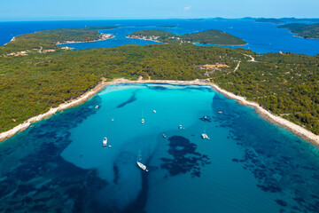 Aerial view of the Sakarun beach  on Dugi otok, Croatia