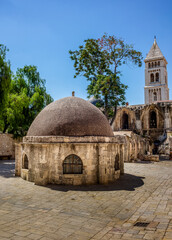 The cells of the coptic monks on the roof of the Church of the Holy Sepulchre in Jerusalem