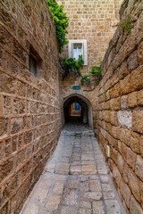 Fototapeta na wymiar The narrow lanes of Jaffa in Israel early in the morning