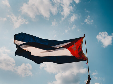 Cuba Flag in the Wind