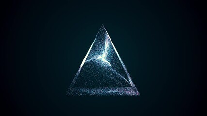 energy crystal, explosion with particles inside versatile figure, science technology, abstract animated motion graphic - Powered by Adobe