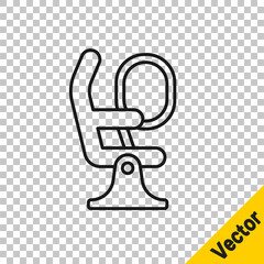 Black line Airplane seat icon isolated on transparent background. Vector
