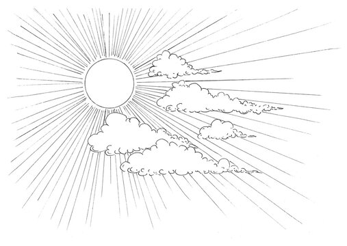 The Sky drawing is made with a black liner