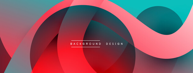 Abstract overlapping lines and circles geometric background with gradient colors