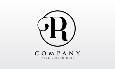 Initial R letter Black Color with White Background Logo Design vector Template. Creative Letter R Logo Design