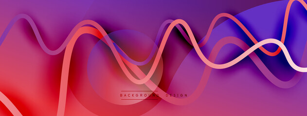 Abstract gradient background with wave line with shadow effect. Geometric composition. 3D shadow effects and fluid gradients