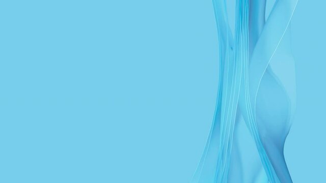 Waving transparent blue layered cloth. Abstract 3D fluttering plastic