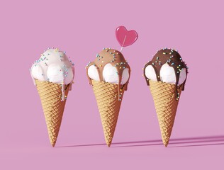 ice cream  desert 3d rendering