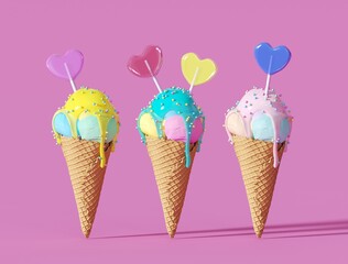 ice cream  desert 3d rendering