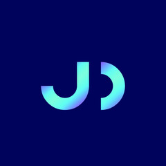 JD monogram logo.Typographic icon.Letter j and letter d.Lettering sign isolated on dark background.Alphabet initials.Modern, design, geometric, minimalist, tech style.