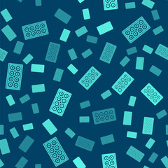 Green line Skateboard wheel icon isolated seamless pattern on blue background. Skate wheel. Vector