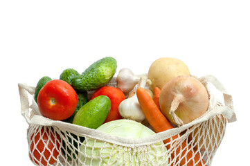 Healthly food. vegetables in a bag isolated on white background 