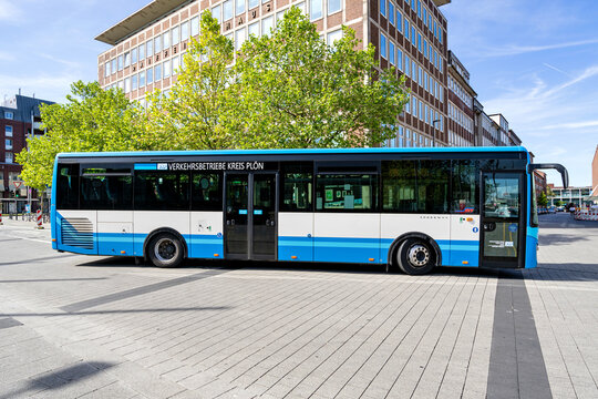 KIEL, GERMANY - JUNE 16, 2021: VKP Verkehrsbetriebe Kreis Pl&ouml;n Iveco Crossway bus