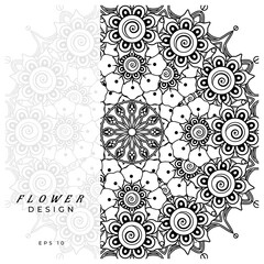 mehndi flower decorative ornament in ethnic oriental style. doodle ornament. outline hand draw.