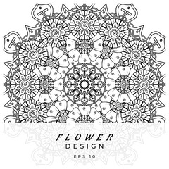 mehndi flower decorative ornament in ethnic oriental style. doodle ornament. outline hand draw.