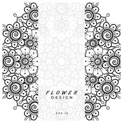 mehndi flower decorative ornament in ethnic oriental style. doodle ornament. outline hand draw.