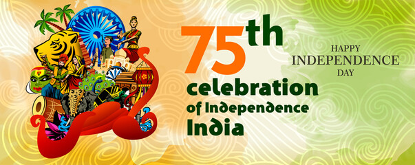 vector illustration of 15th August india Happy Independence Day.