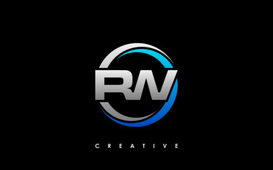 RW Letter Initial Logo Design Template Vector Illustration