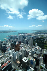 Panorama Skyline View from Aukland Sky Tower above New Zealands largest city