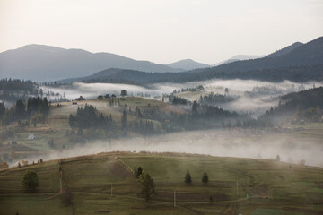 Magic dawn in the misty mountains
