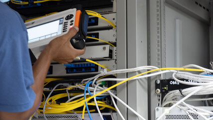 Technicians settings of the internet wireless system in the datacenter..