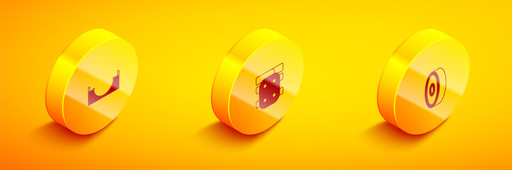 Set Isometric Skate park, Knee pads and Skateboard ball bearing icon. Vector