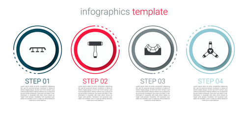 Set Skateboard stairs with rail, T tool, park and Y-tool. Business infographic template. Vector