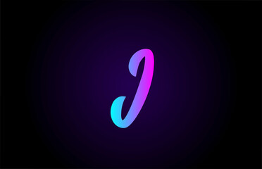 blue pink I alphabet letter logo for branding and business. Creative gradient design for lettering and corporate