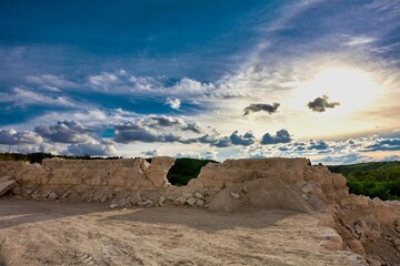 Landscape of stone quarry on a summer day.