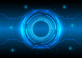 Science data. Digital infographic. Abstract hologram hi-tech background. Virtual reality technology electric innovation. Circuit board interface. Futuristic Sci-Fi glowing HUD circle