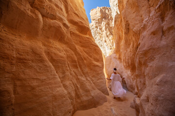 Beautiful woman resting in the desert
