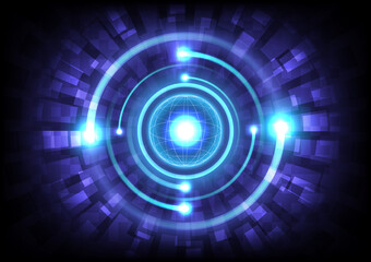 Digital infographic. Computer element of connection data communicate  innovation. Abstract hologram hi-tech background. Virtual reality technology global structure. Futuristic Sci-Fi glowing sphere