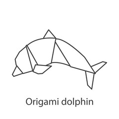 Logo delfín de papel estilo origami con lineas de color gris