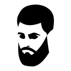 hipster head stylized  ,vector illustration,flat