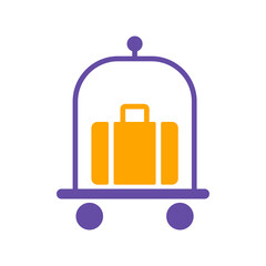 Baggage, luggage, suitcases on trolley glyph icon