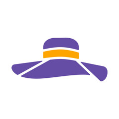 Woman summer hat glyph icon. Girl beach sunhat