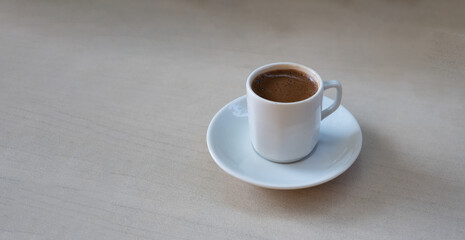 turkish coffee cup on wooden table