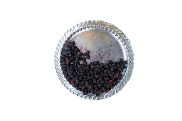Fototapeta na wymiar top view mulberry fruit in tray