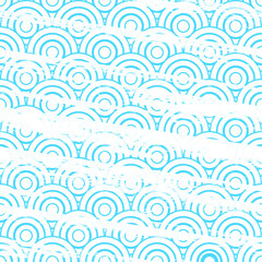 Fototapeta na wymiar Japanese wavy texture. Geometric ornament illustration. Seamless decoration for your design. Repeating geometric print. Mosaic can be used for wallpaper. Vector striped concept