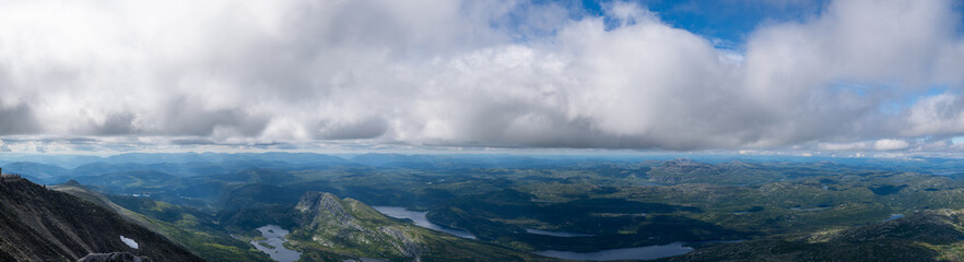 Fototapeta premium High resolution panoramic image from the summit of Gaustatoppen in Norway