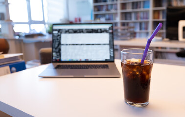 coffee mug standing on desk in office