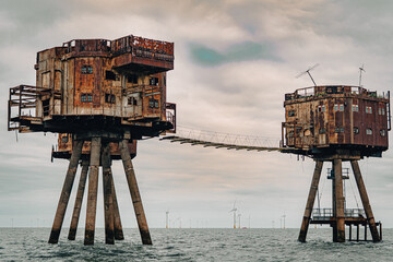 Whitstable Sea Forts WWII World War II Army Navy Maunsell Forts Defence Gun Towers Offshore Sea...